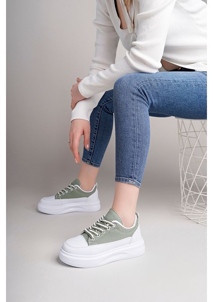 Yeşil Kadın Yüksek Taban Dama Desenli Günlük Ayakkabı fırsatları