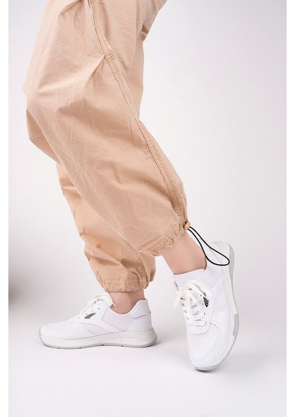 Beyaz Kadın Fileli Sneaker Günlük Ayakkabı