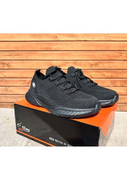Yazlık Ortopedik Taban Örgü Model Bağcıklı Günlük Sneaker - Siyah - 36