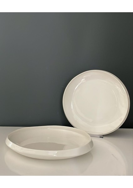 Sky Beyaz Porselen 2li Yemek Tabağı Seti 24,6 cm