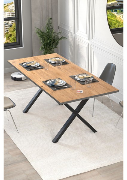 Yemek Masası Metal Ayaklı Mutfak Masası Oslo 85 x 180 cm x Ayaklı Çam fırsatları