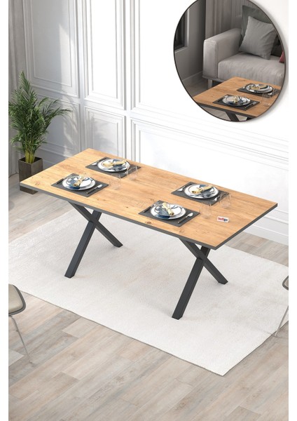 Yemek Masası Metal Ayaklı Mutfak Masası Oslo 85 x 180 cm x Ayaklı Çam indirimleri