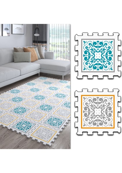 Dijital Osmanlı Motifli/ Desenli Mutfak-Oturma Odası-Salon Halısı/yapboz Halı/puzzle Halı/ Japon Halı