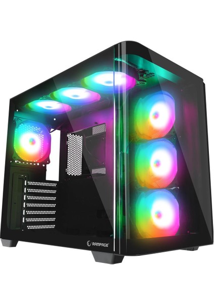 Loopy Plus Siyah 7*12CM Argb Fan 950W 80 Plus Standart Temperli Cam Kumandalı Atx Mid-T Gaming Oyuncu Kasası