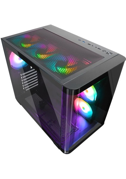 Loopy Plus Siyah 7*12CM Argb Fan 950W 80 Plus Standart Temperli Cam Kumandalı Atx Mid-T Gaming Oyuncu Kasası