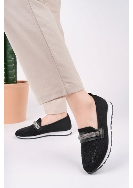 Siyah Taş Detaylı Günlük Spor Babet modelleri