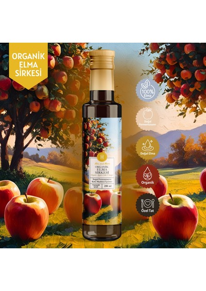 Elma Sirkesi - , Doğal Fermantasyon, Doğal, Katkısız, 250 ml