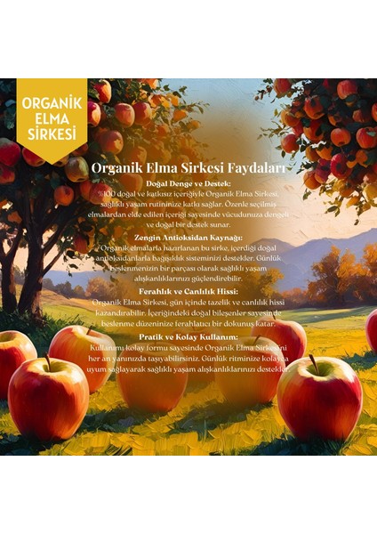 Elma Sirkesi - , Doğal Fermantasyon, Doğal, Katkısız, 250 ml