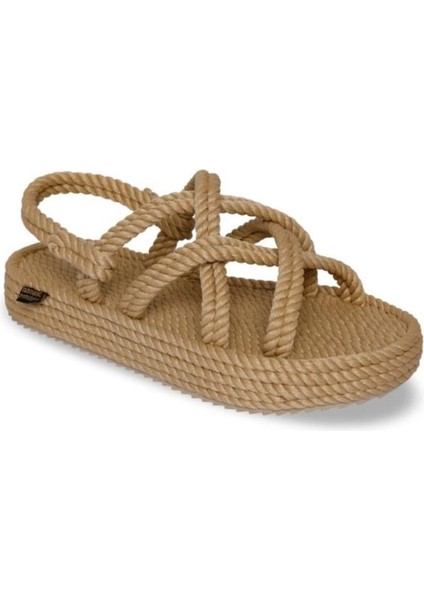 Kadın Bej Bodrum Platform Kadın Halat Ip Sandalet