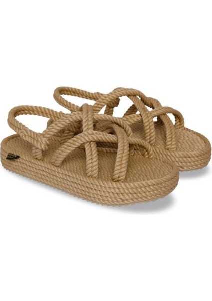 Kadın Bej Bodrum Platform Kadın Halat Ip Sandalet modelleri