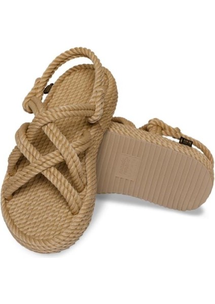 Kadın Bej Bodrum Platform Kadın Halat Ip Sandalet fırsatları
