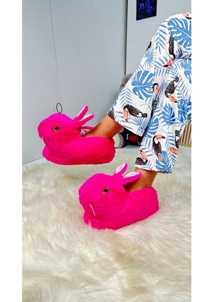 Kadın Panduf Tavşan Figürlü Peluş Ev Botu Desenli Düz Taban Rahat Hafif 359 indirimleri