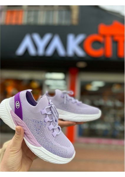 Yazlık Ortopedik Taban Örgü Model Bağcıklı Günlük Sneaker - Mor - 36 modelleri