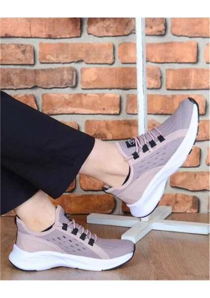 M.p Yazlık Ortopedik Taban Örgü Model Bağcıklı Günlük Sneaker - Pudra - 39