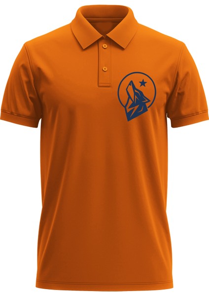 Erkek Slim Fit Dar Kesim Pamuklu Yumuşak Doku Nefes Alan Kumaş Türk Kurt Baskı Polo Yaka Tişört
