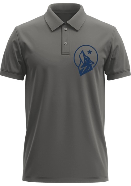 Erkek Slim Fit Dar Kesim Pamuklu Yumuşak Doku Nefes Alan Kumaş Türk Kurt Baskı Polo Yaka Tişört