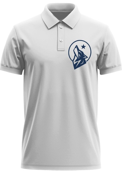 Erkek Slim Fit Dar Kesim Pamuklu Yumuşak Doku Nefes Alan Kumaş Türk Kurt Baskı Polo Yaka Tişört