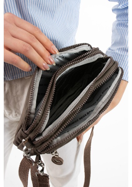 M 231 Mega Bag Krinkıl Kumaş El Omuz Çantası, Telefonluk (Yatay), Clutch