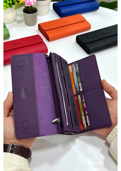 Hilton Hakiki Deri Örgü Detaylı Kadın Cüzdan modelleri