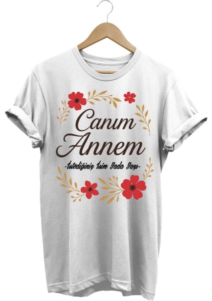 Anneler Günü Hediyesi Beyaz Özel Tasarım Kişiselleştirilebilir %100 Pamuk Kadın T-Shirt