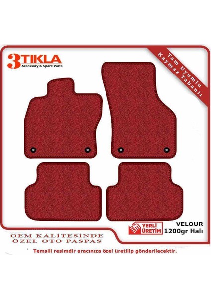 Ford C-Max 2003-2011 Lüks Halı Paspas Seti Kırmızı