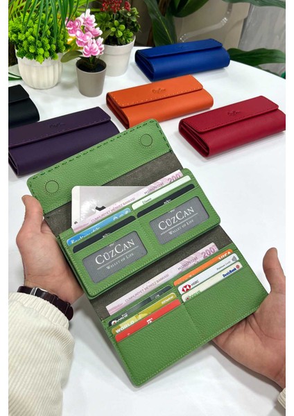 Hilton Mint Yeşil Hakiki Deri Örgü Detaylı Kadın Cüzdan fırsatları