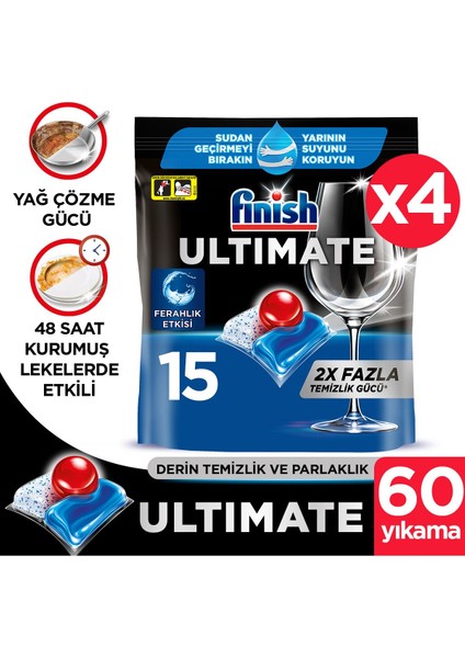 Ultimate Hepsi Bir Arada Bulaşık Makinesi Deterjanı Kapsül Tablet 60 Adet 15X4