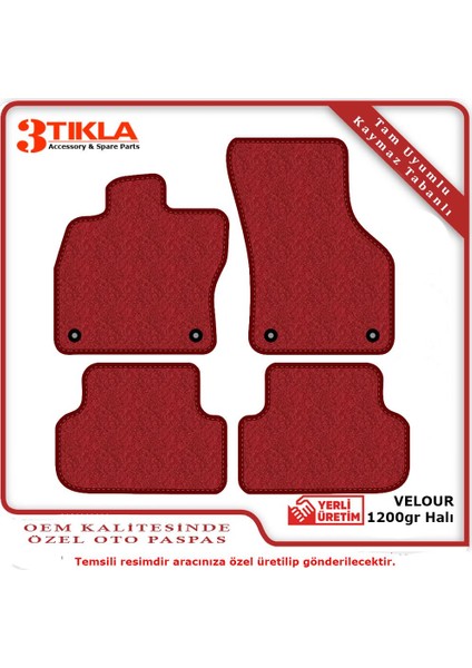 Opel Corsa C 5 Kapı 2005-2007 Halı Paspas Seti Kırmızı-
