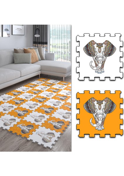 Dijital Baskılı Fil Desenli Mutfak-Oturma Odası-Salon Halısı/yapboz Halı/puzzle Halı/ Japon Halı