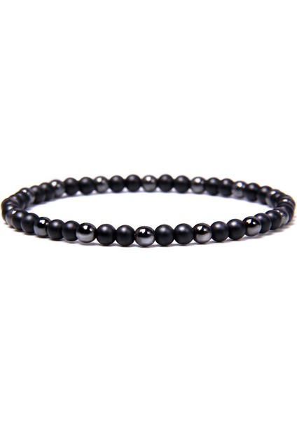 21CM Tarzı 19 (4mm) Klasik Esnek Bileklik Erkek Doğal Taş Boncuk Bileklik Sağlık Bakımı Manyetik Olmayan Hematit Bilezik Kadınlar Için Pulseira Takı (Yurt Dışından)