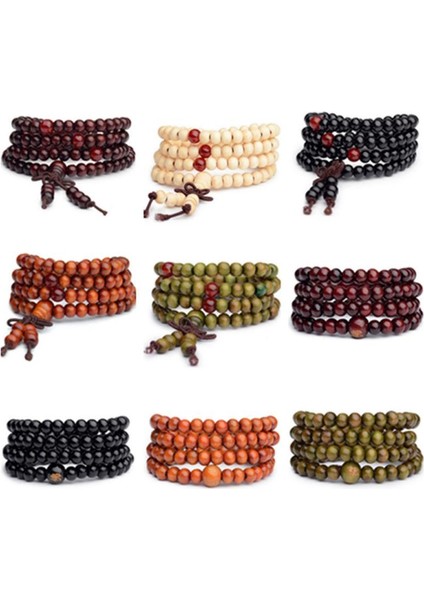 No.1 Boyutu 6mm Doğal Sandal Ağacı Budist Buddha Meditasyon Ahşap Dua Boncuklu Marathi Düğüm Siyah Abanoz Erkek Kadın Bilezikler & Bilezikler (Yurt Dışından)