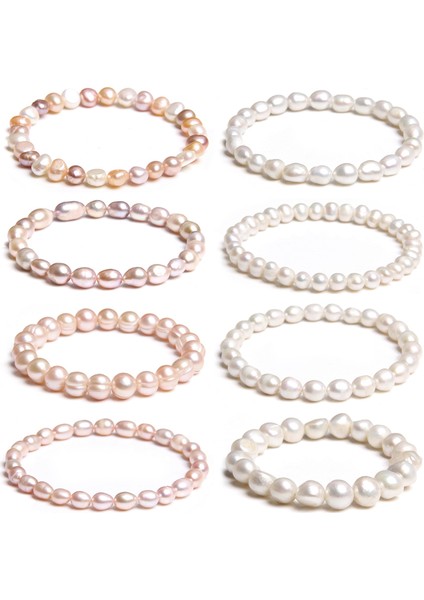 19CM Tarzı No.20 Boyutu Doğal Tatlısu Incileri Bilezik Kadın Браслет El Yapımı Beyaz Barok Inciler Boncuklu Elastik Bilezik Erkek Moda Takı (Yurt Dışından) modelleri