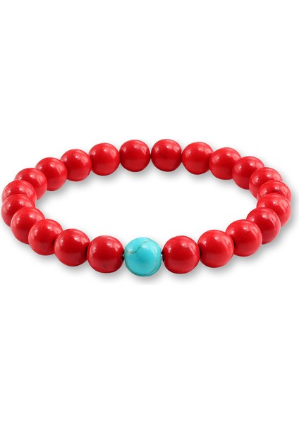 Kırmızı Mavi Yeni Kırmızı Doğal Turkuaz Taşı Charen Zincir Bileklik Kadınlar Için Yuvarlak Boncuklu Buddha Bilezik Pulseira Takı (Yurt Dışından)