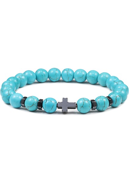 Mor Yıpranmış 8mm Boncuklar Haç Hematit Bilezik ve Bilezikler Doğal Siyah Lav Taşı Charm Bilezik Kadın ve Erkekler Için Yoga Takı Pulseras Hombre (Yurt Dışından) modelleri