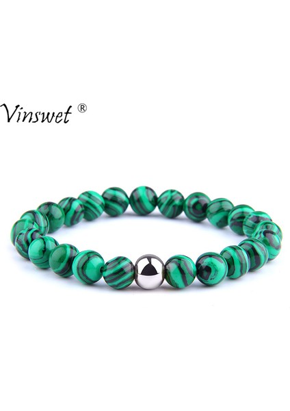 23CM Tarzı No.6 Boyutu Erkek Kadın Bilezikleri Malakit Boncuklu Bilezik Kadınlar Erkekler Taş Bilezikler Yoga Takı Hediye (Yurt Dışından) fiyatları