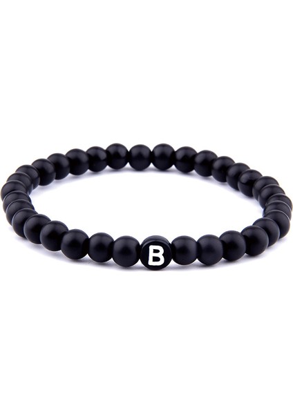 23CM Tarzı M Beden Yeni Moda Ilk Harf Boncuk Bilezikler Mat Siyah Hematit Cam Boncuk Bilezik Harf Kolye Çift Bilezikler Için Kullanım (Yurt Dışından) fiyatları
