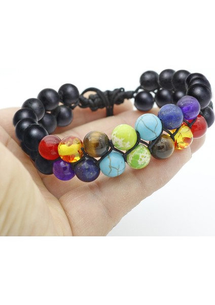 Xysl1-8mm Erkek Kadın El Yapımı Şifa Enerjili Güneş Çakrası Bileklik Yedi Yoga Sekiz Gezegen Mala Boncukları Zinciri Yapımı Başak Bilezik Noel Hediyesi (Yurt Dışından)
