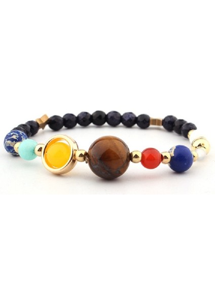 Xysl1-8mm Erkek Kadın El Yapımı Şifa Enerjili Güneş Çakrası Bileklik Yedi Yoga Sekiz Gezegen Mala Boncukları Zinciri Yapımı Başak Bilezik Noel Hediyesi (Yurt Dışından)