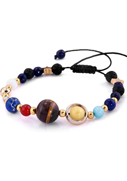 Xysl1-8mm Erkek Kadın El Yapımı Şifa Enerjili Güneş Çakrası Bileklik Yedi Yoga Sekiz Gezegen Mala Boncukları Zinciri Yapımı Başak Bilezik Noel Hediyesi (Yurt Dışından)