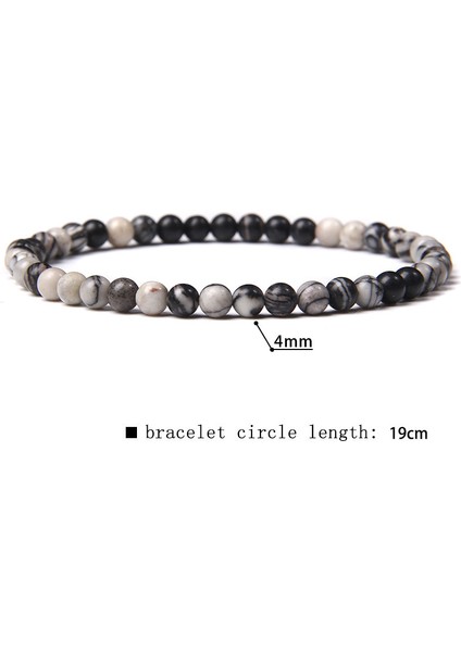 17CM Tarzı Zebra Taşı Erkek Bilezikleri Doğal Mineral Rodonit Boncuklu Bilezik El Yapımı Esnek Takı Kadınlar Doğal Çakra Reiki Pembe Kuvars Bileklik (Yurt Dışından)