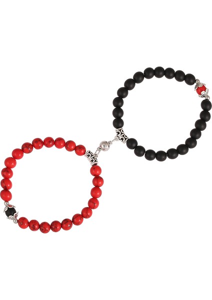 HH0002 Çift Bileklik Doğal Taş 8mm Manyetik Toka En Iyi Arkadaş Sevgiliye Hediye Sevgililer Günü Için Erkek Bileklik 2 Parça (Yurt Dışından) fiyatları