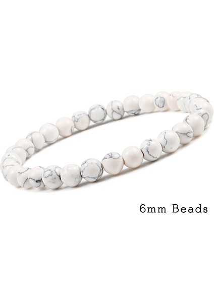 6mm Büyüleyici Bilezik Beyaz Doğal Taş Basit Kadın Erkek Elastik Strand Bilezikler Meditasyon Dua Takı Arkadaş Hediye (Yurt Dışından)