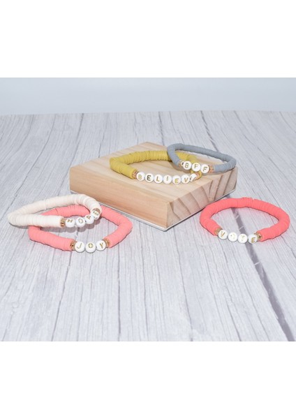 Ilham Vermek Renkli Polimer Kil Disk Fırça Altın Çinko Alaşım Metal Aralıklar Kelimeler Inanç Nefes Mama Inan Kadınlar Için Esnek Bilezik (Yurt Dışından) modelleri