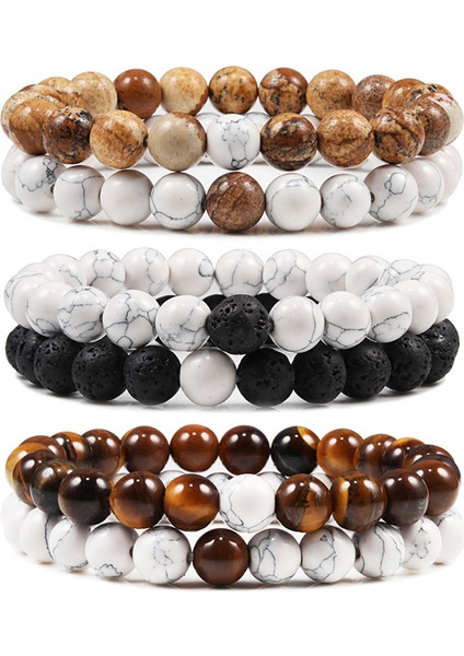 Mavi Nokta Sıcak ve Erkek Kaplan Gözü Boncuklu Bilezikler Klasik Doğal Lav Taşı Beyaz ve Siyah Yinyang Çift Mesafe Bileklik Kadınlar Için (Yurt Dışından) fiyatları