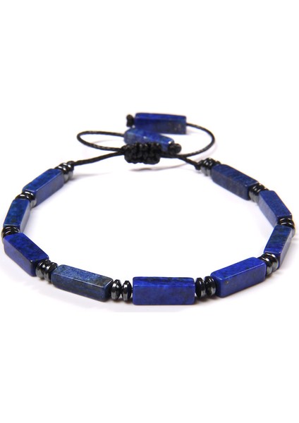 Harita Dikdörtgen Lapis Lazuli Bilezik Erkek Hematit Dilimli Şans Bileklik Homme Siyah Halat Ayarlanabilir Bilezik Takı Kadınlar Pulsera Hediye (Yurt Dışından) fiyatları
