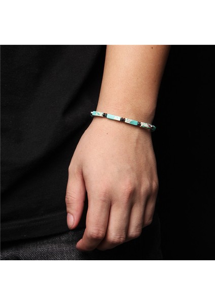 Harita Dikdörtgen Lapis Lazuli Bilezik Erkek Hematit Dilimli Şans Bileklik Homme Siyah Halat Ayarlanabilir Bilezik Takı Kadınlar Pulsera Hediye (Yurt Dışından) fırsatları