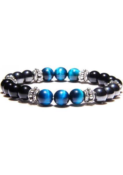 19CM Tarzı NO.132 Beden Doğal Taş Bileklik Erkek Kadın Bilezik Kaplan Gözü Boncuklu Braslet Erkekler ve Kadınlar Için El Yapımı Günlük Takı Hommes Bijoux (Yurt Dışından)