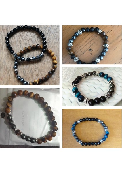 19CM Tarzı NO.132 Beden Doğal Taş Bileklik Erkek Kadın Bilezik Kaplan Gözü Boncuklu Braslet Erkekler ve Kadınlar Için El Yapımı Günlük Takı Hommes Bijoux (Yurt Dışından)