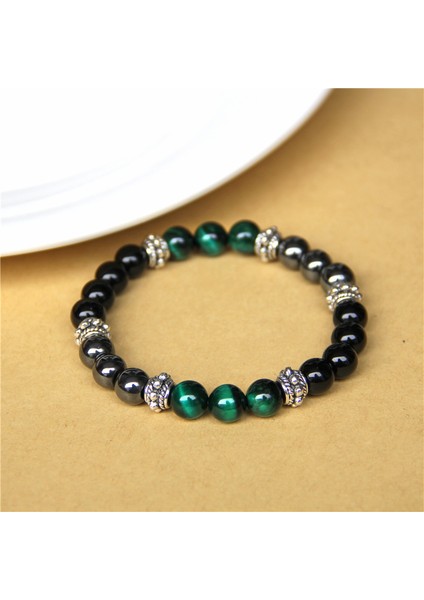 19CM Tarzı NO.132 Beden Doğal Taş Bileklik Erkek Kadın Bilezik Kaplan Gözü Boncuklu Braslet Erkekler ve Kadınlar Için El Yapımı Günlük Takı Hommes Bijoux (Yurt Dışından)