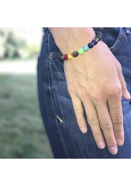 Lav 7 Çakra Oaııte 7 Çakra Iyileştirme Lav Taşı Bileklik 8mm Doğal Taş Boncuk Bileklik Erkek Kadın Yoga Şanslı Enerji Bileklik (Yurt Dışından) fiyatları
